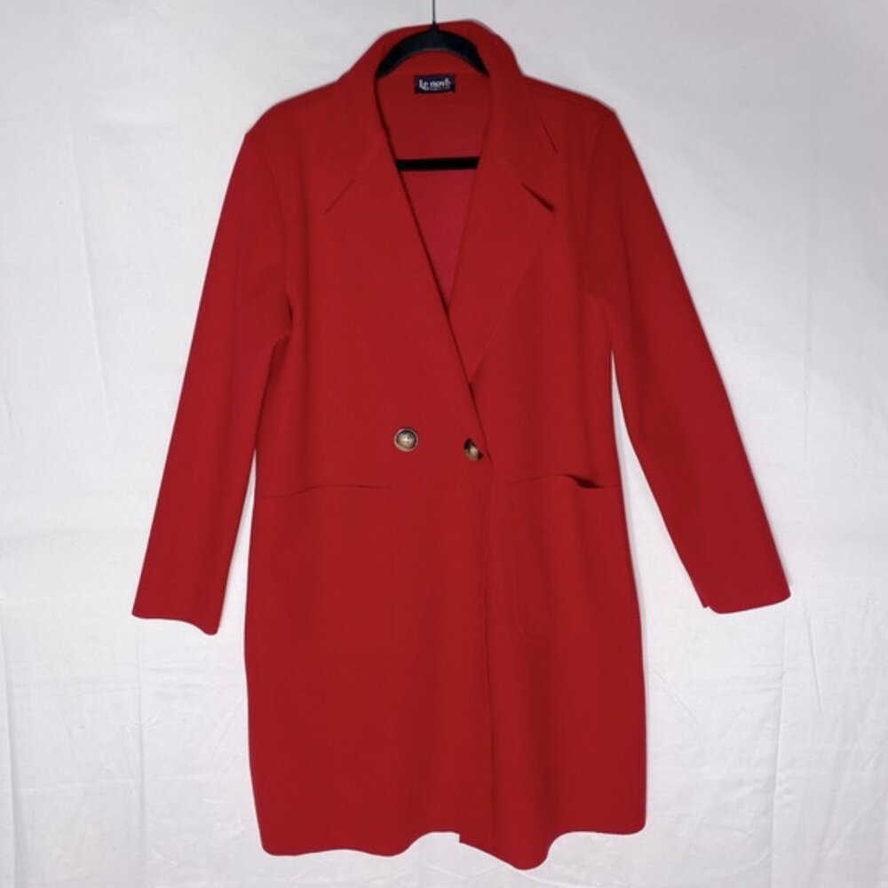 Le Nove Caposhie Red Two Button Lightweight Notched Lapel Coat Jacket M
